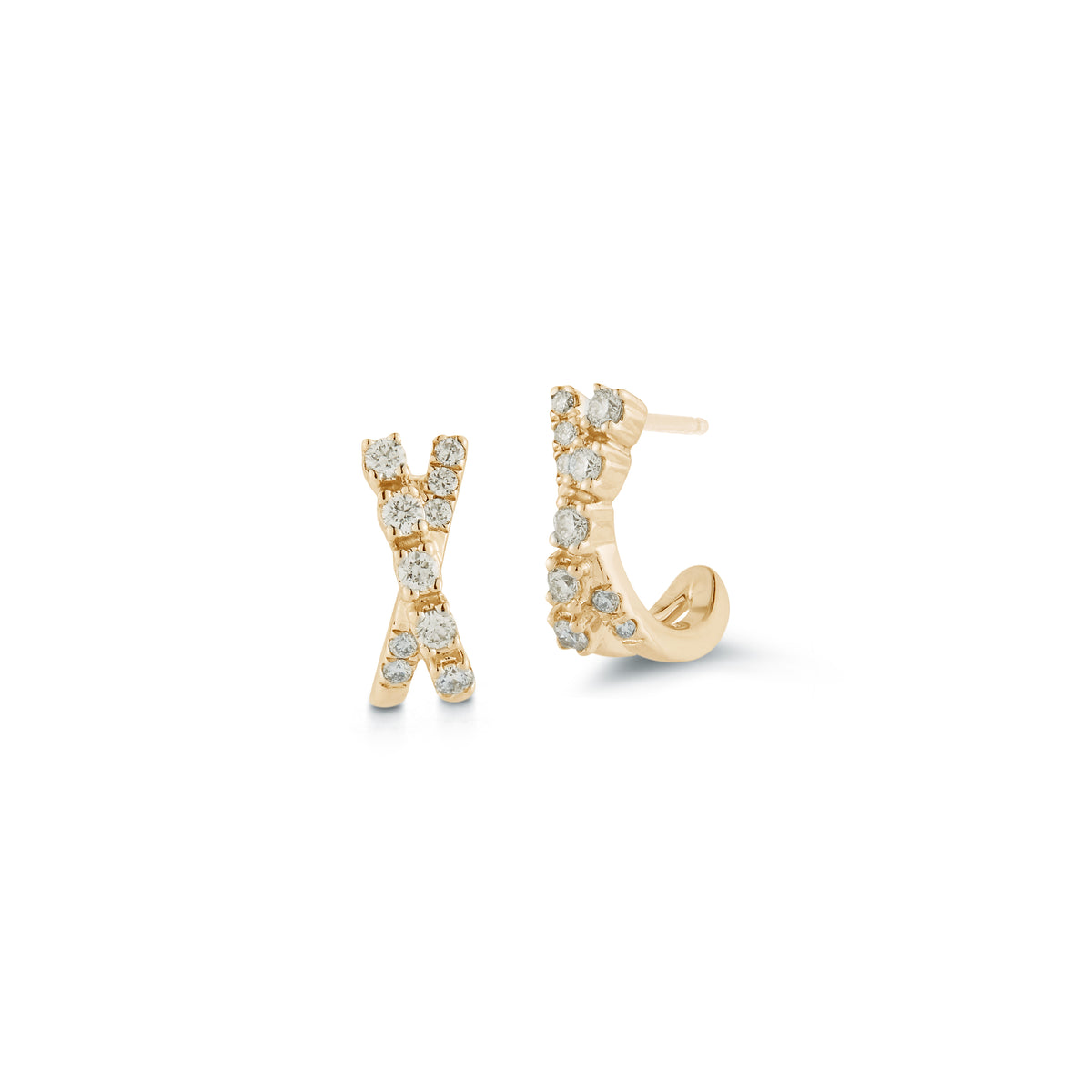 JEWELRY Ava Bea Crossover Mini Huggies in Yellow Gold Dana Rebecca