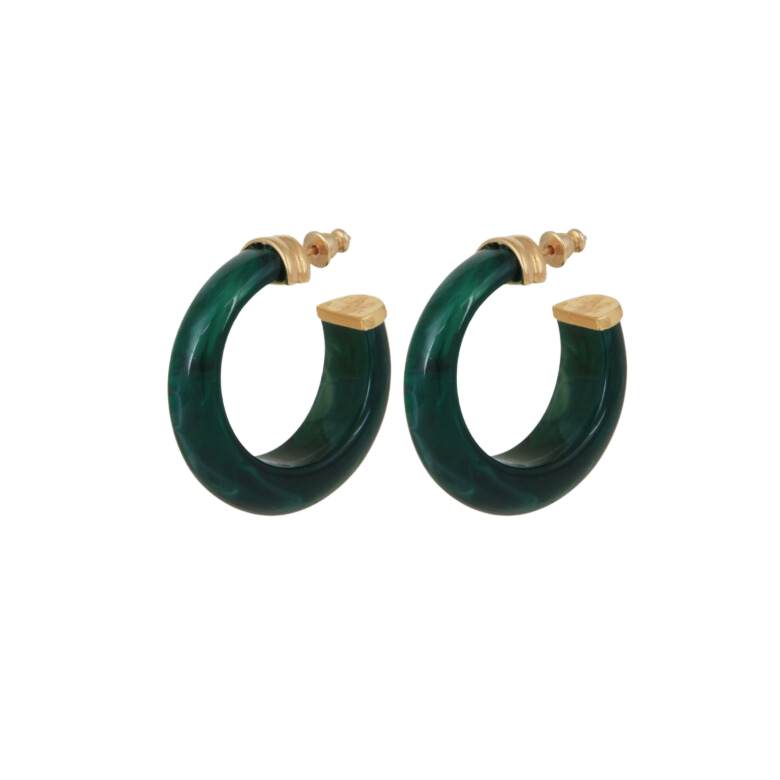 Earrings Gas Bijoux Abalone Hoop in Emerald GAS Bijoux