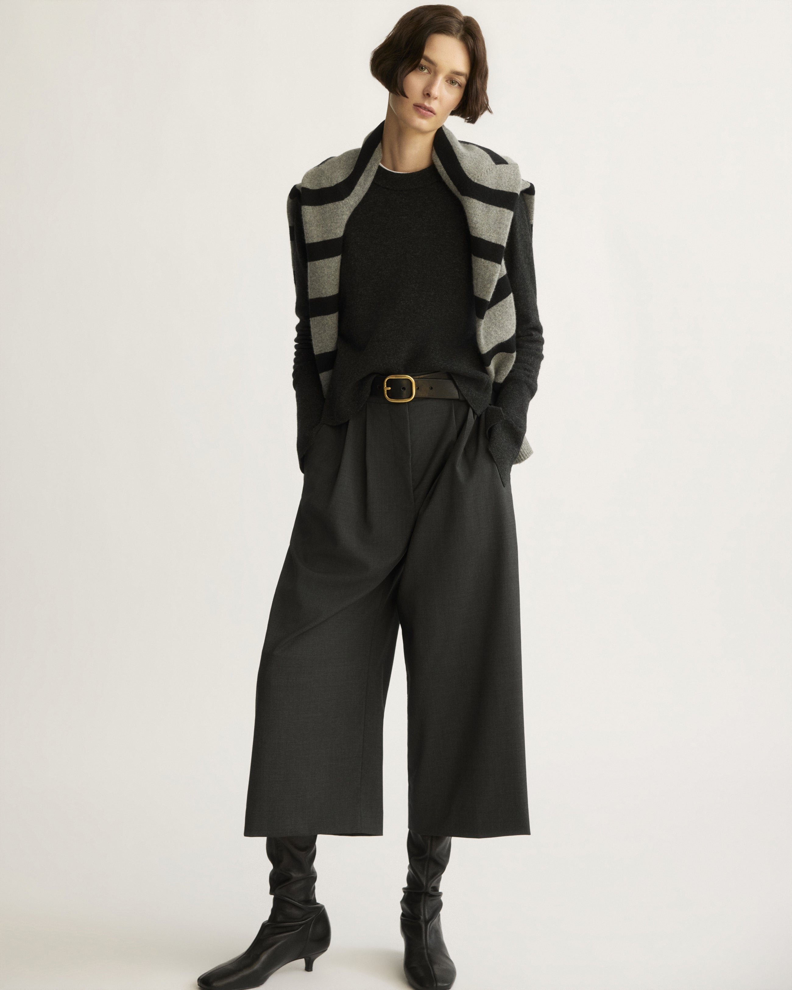 PANTS/SHORTS Reeve Culotte With Belt in Charcoal Arlo Mott