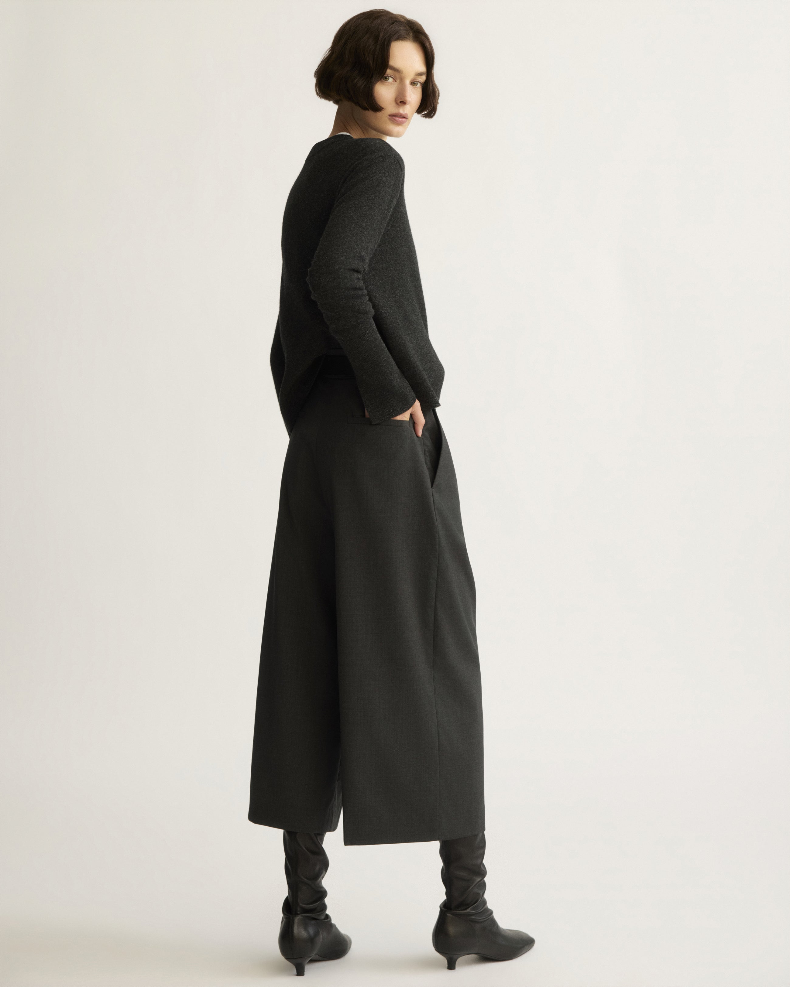 PANTS/SHORTS Reeve Culotte With Belt in Charcoal Arlo Mott