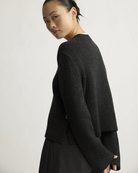 SWEATERS Bethune Chunky Crewneck W/Side Buttons in Charcoal Arlo Mott