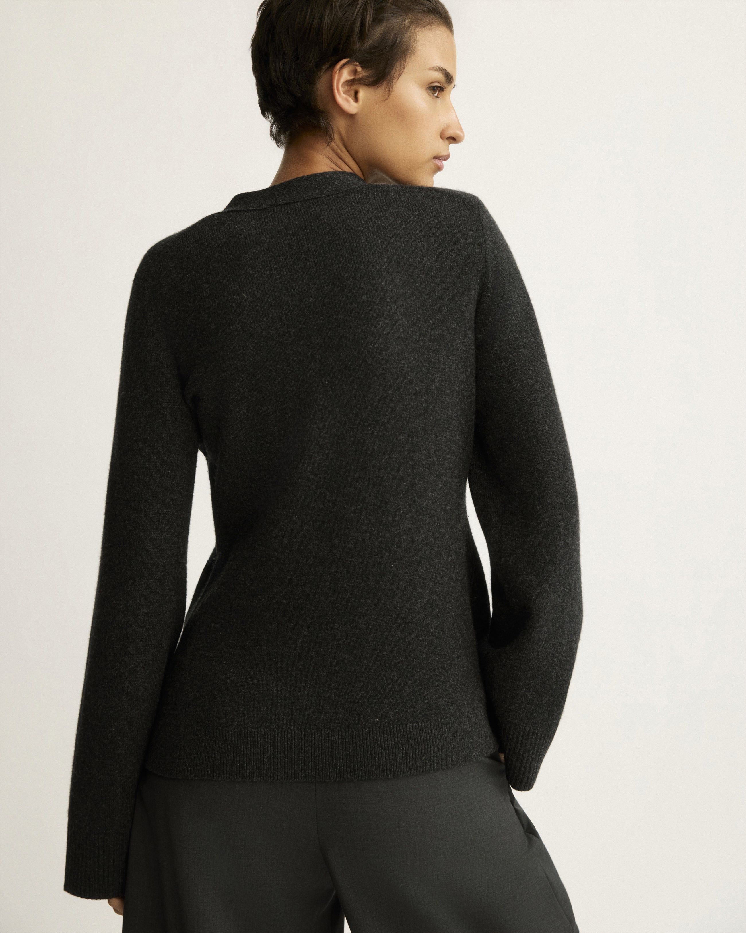 SWEATERS Bleeker Shaped Cardigan in Charcoal Arlo Mott