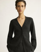 SWEATERS Bleeker Shaped Cardigan in Charcoal Arlo Mott