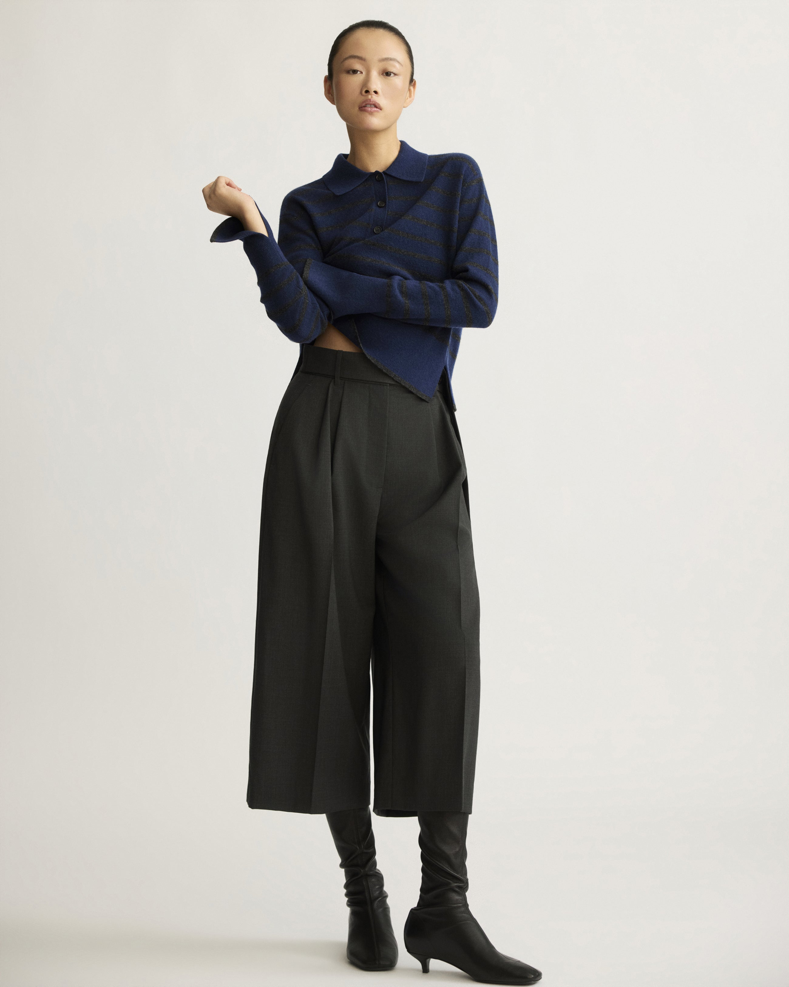 PANTS/SHORTS Reeve Culotte With Belt in Charcoal Arlo Mott