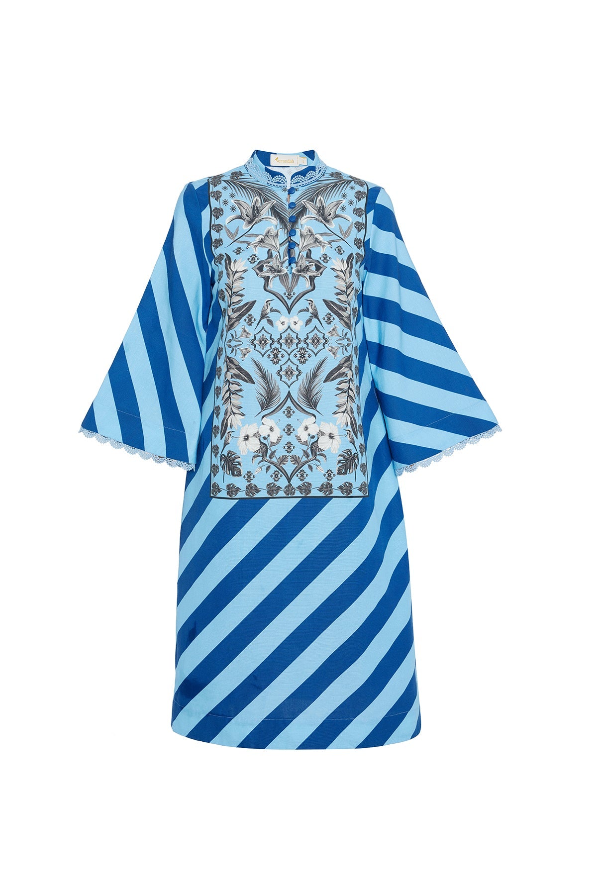 Azulejos Midi Kaftan Dress in Cornflower Palm Azulejos Midi Kaftan Dress in Cornflower Palm