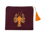 ACCESSORIES Wine Beaded Lobster Linen Pouch Benaras by Citrus