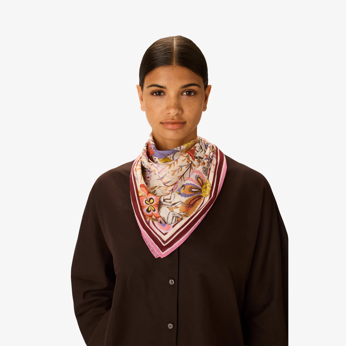 ACCESSORIES Pagode Square Scarf in Off White Inoui Editions