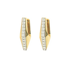 JEWELRY Geometric Diamond V Hoop Pair in Yellow Gold Three Stories Jewelry