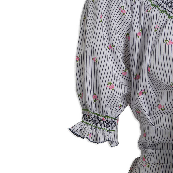 Tops Loretta Caponi Maria Top in Pink and White Embroidery Loretta Caponi