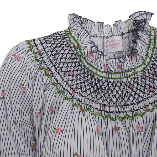 Tops Loretta Caponi Maria Top in Pink and White Embroidery Loretta Caponi