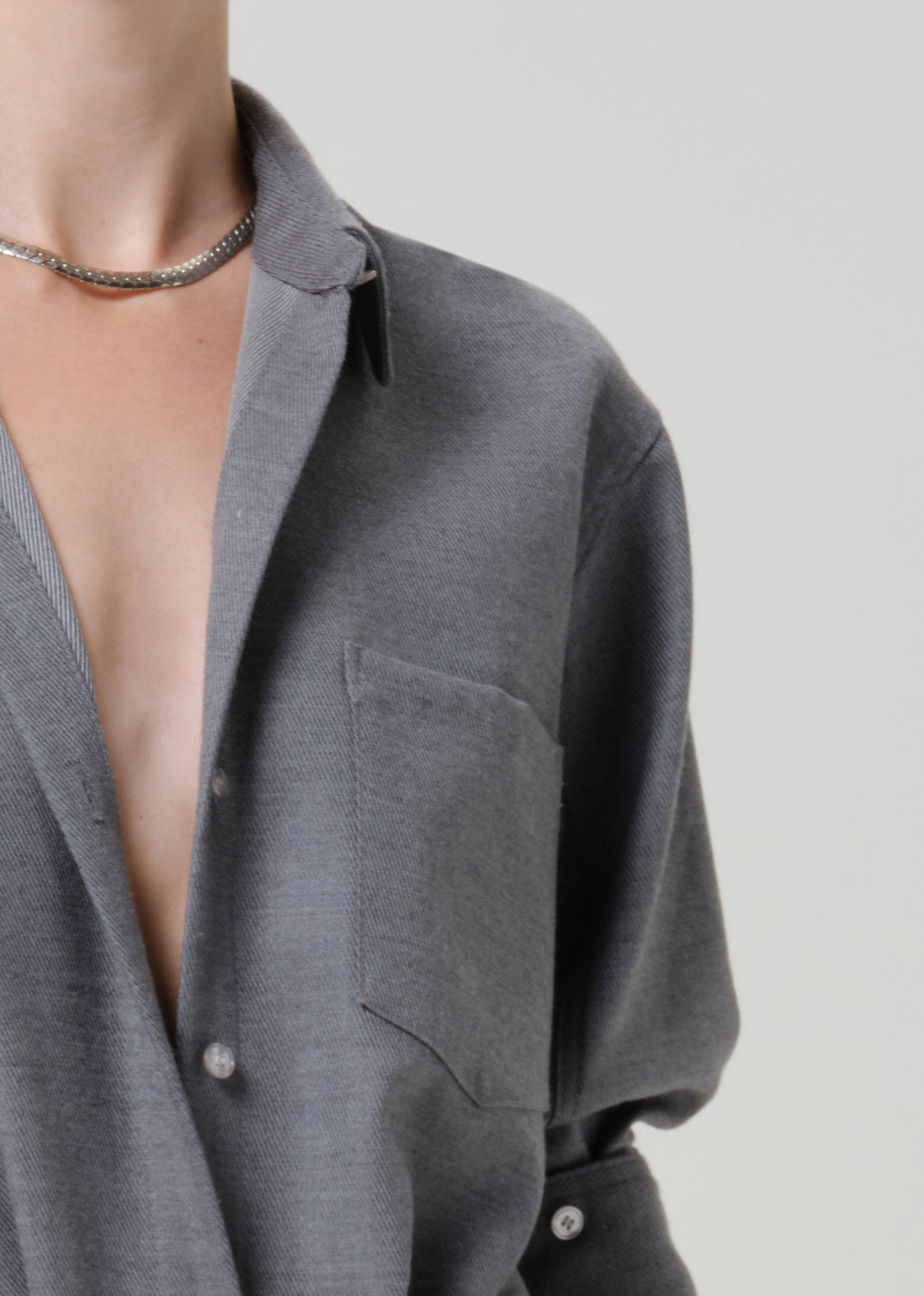 BLOUSES/SHIRTS/TOPS Kayla Shrunken Italian Virgin Wool Shirt in Gris Citizens of Humanity