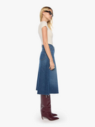DENIM The Circle Midi Fray Denim Skirt in Buckaroo Mother