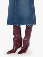 DENIM The Circle Midi Fray Denim Skirt in Buckaroo Mother