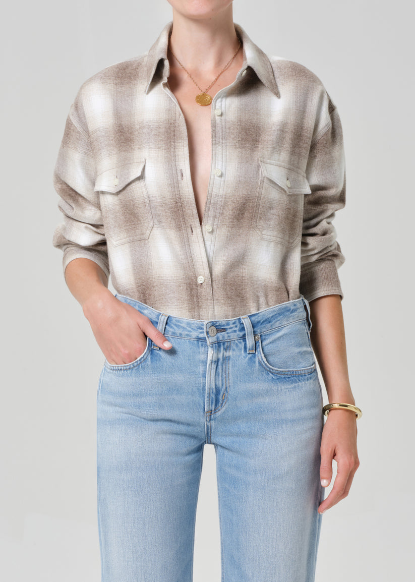 BLOUSES/SHIRTS/TOPS Kota Long Button Up in Schiffer Plaid Citizens of Humanity