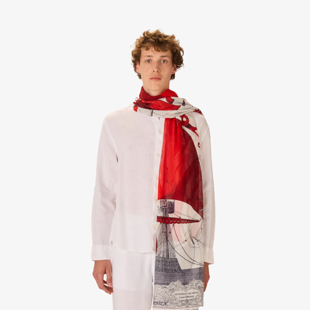 ACCESSORIES Des Rives Et Des Rives Scarf in Red Inoui Editions