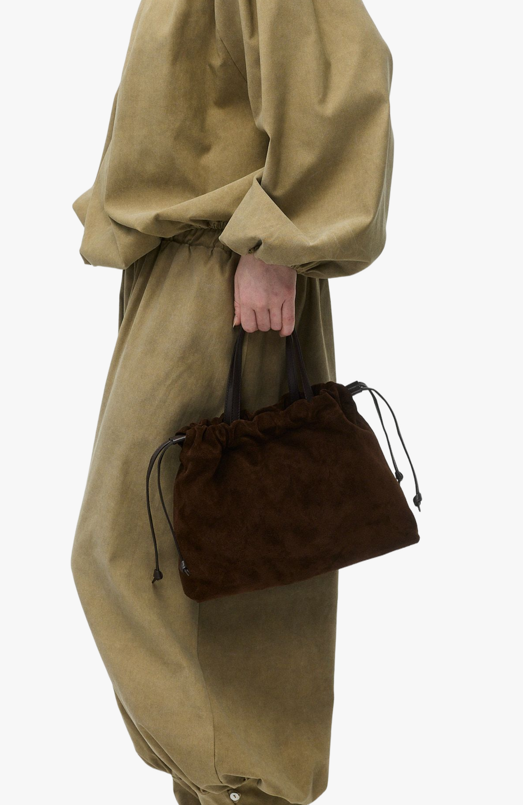 HANDBAGS Medium Asisi Tote in Chocolate Suede Lemiz