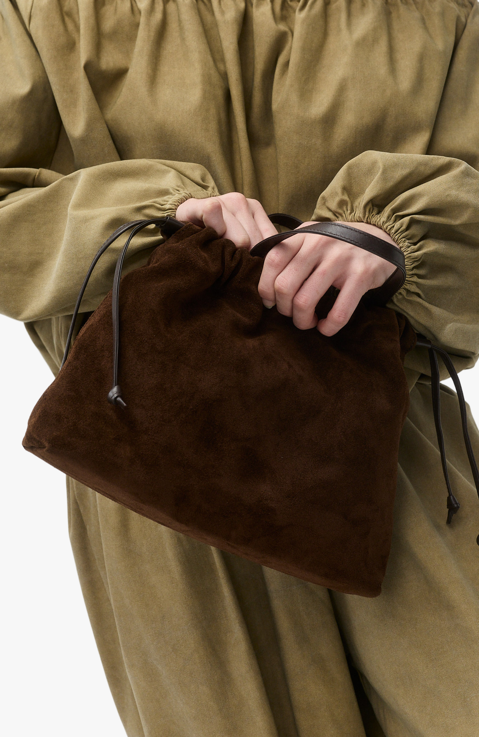 HANDBAGS Medium Asisi Tote in Chocolate Suede Lemiz