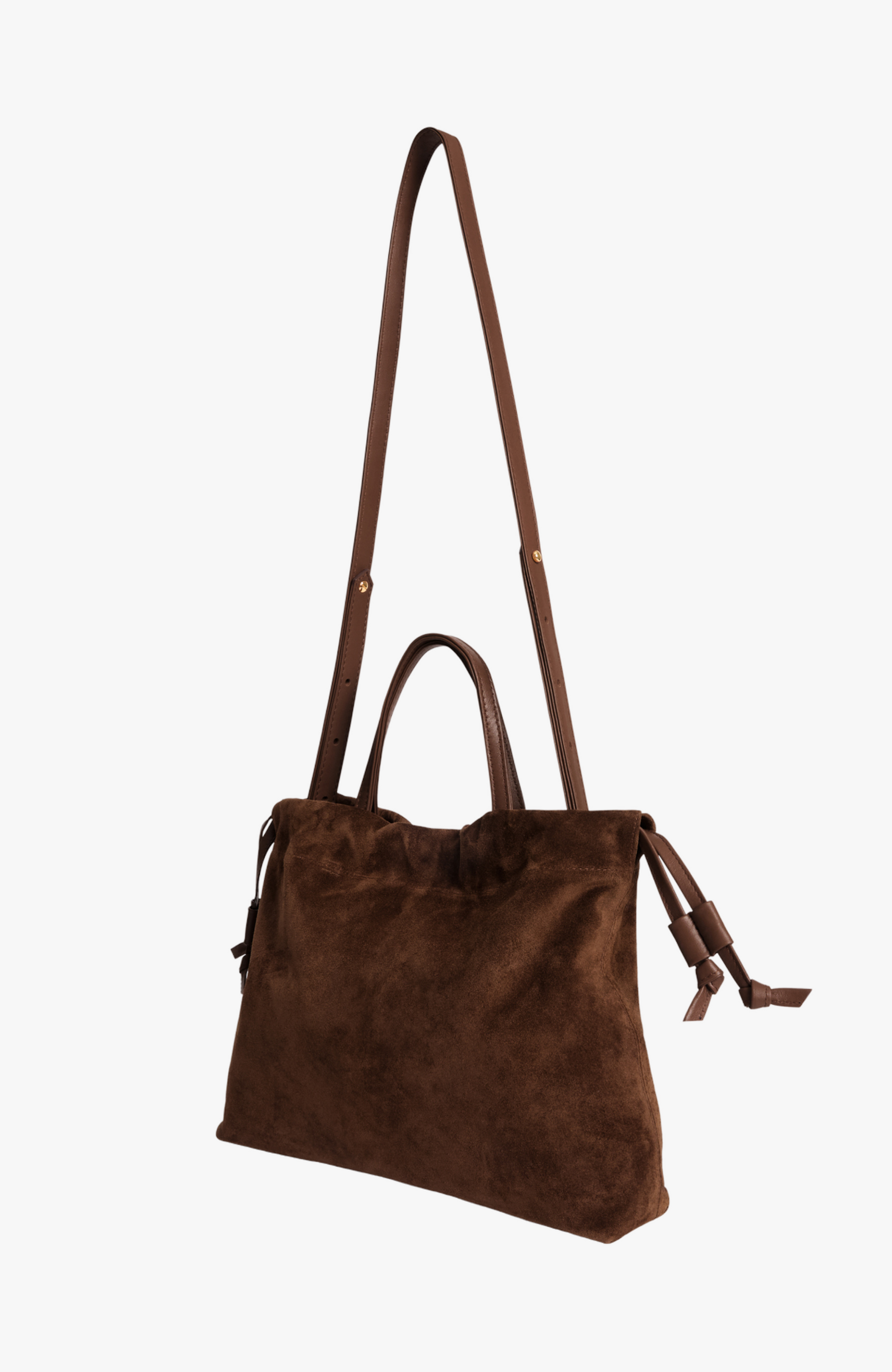 HANDBAGS Medium Asisi Tote in Chocolate Suede Lemiz