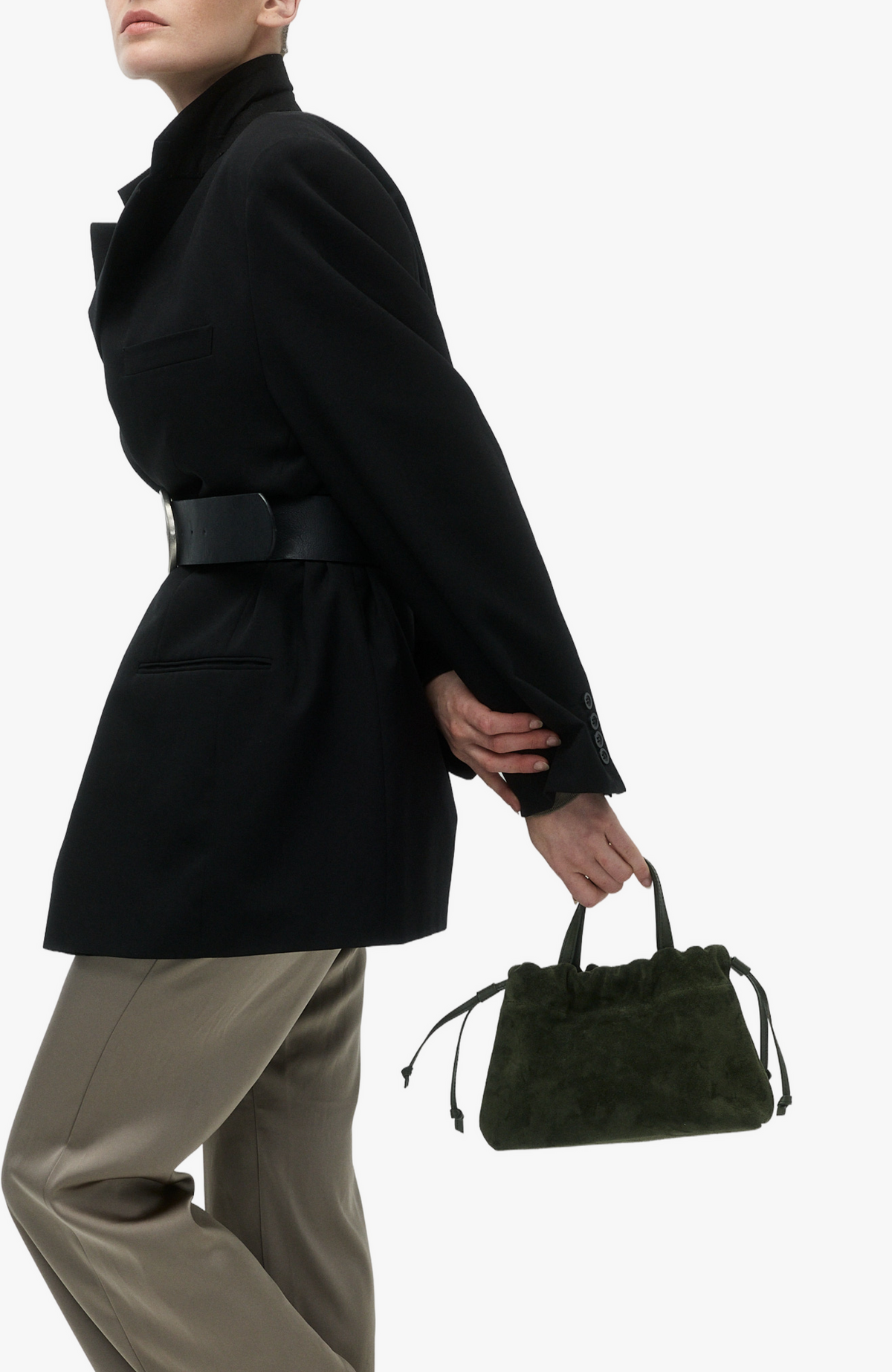 HANDBAGS Mini Asisi Tote in Olive Suede Lemiz