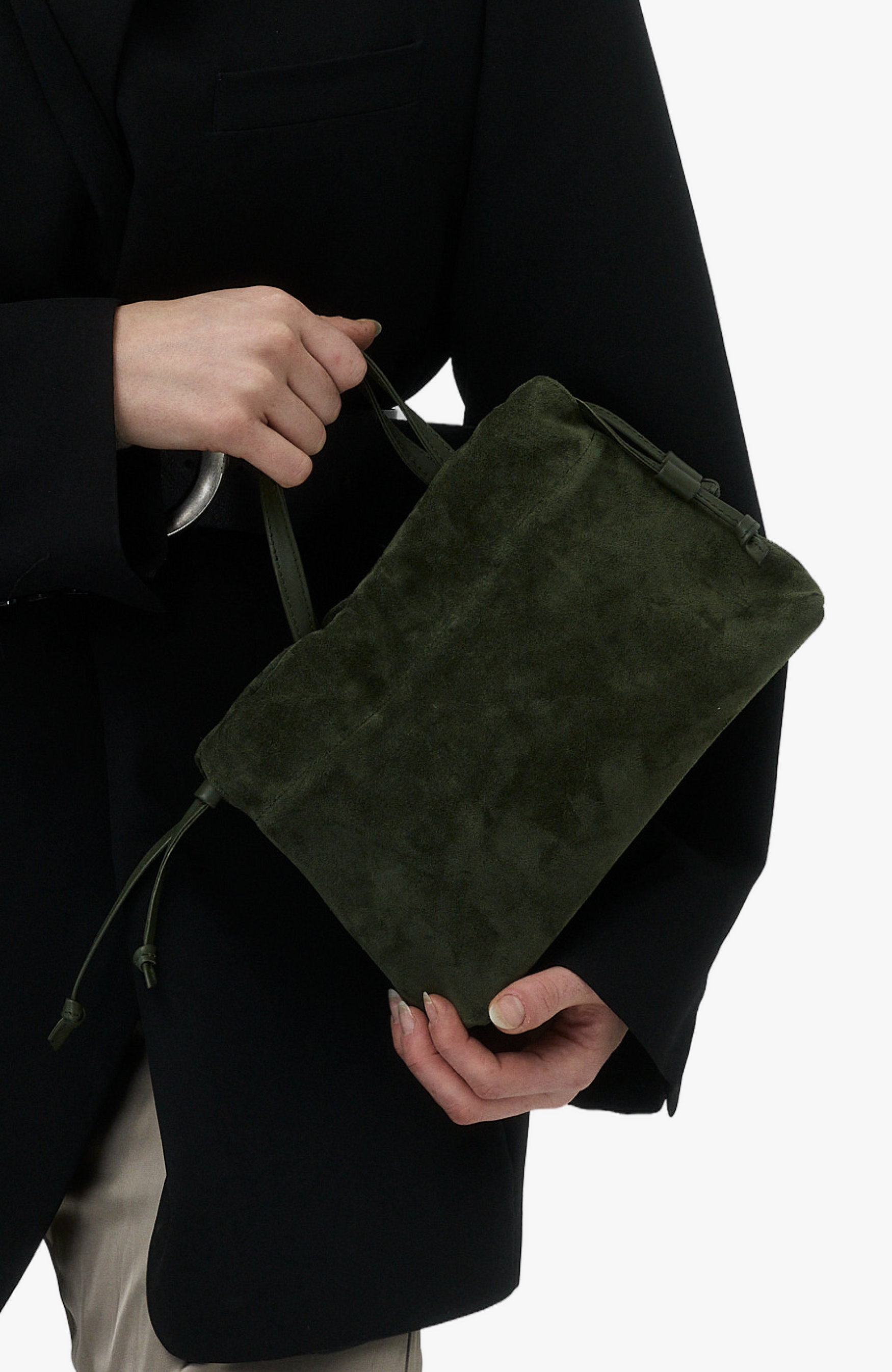HANDBAGS Mini Asisi Tote in Olive Suede Lemiz