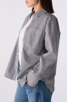 BLOUSES/SHIRTS/TOPS Ruth Oversized Striped Shirt in Black & Eggshell AMO