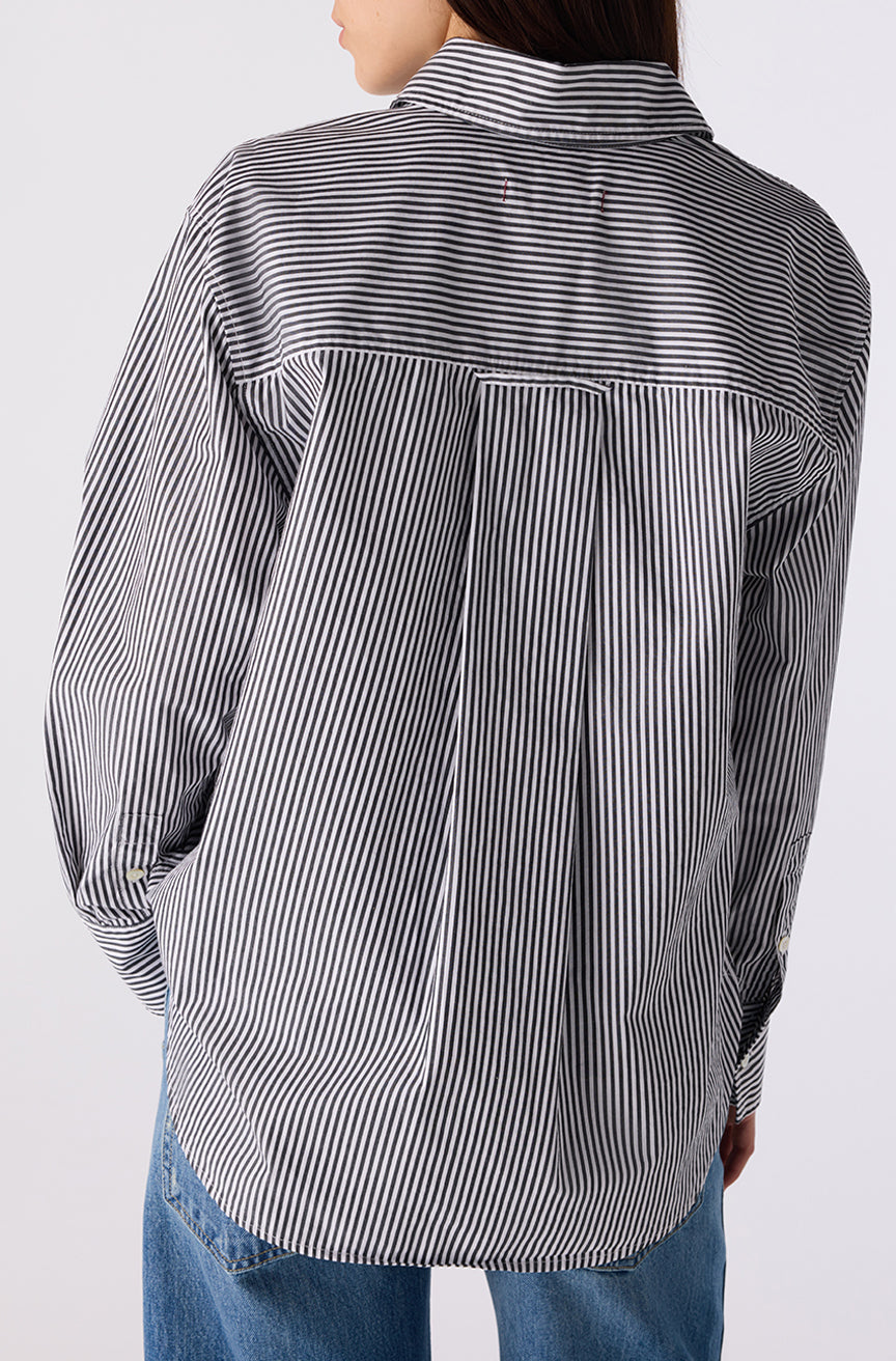 BLOUSES/SHIRTS/TOPS Ruth Oversized Striped Shirt in Black & Eggshell AMO
