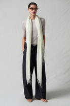 ACCESSORIES Cashmere and Silk Scarf in Translucent Green Chan Luu