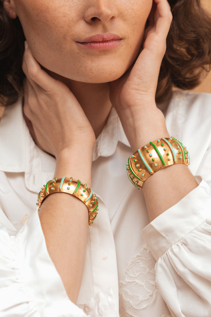 FASHION JEWELRY Gypset Cuff with Green and Turquoise Sylvia Toledano