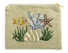 ACCESSORIES Beaded Nemo's World Linen Pouch in Beige Benaras by Citrus
