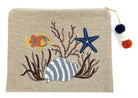 ACCESSORIES Large Beaded Big Coral Fish Linen Pouch Benaras by Citrus