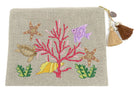 ACCESSORIES Large Beaded Sea Life Linen Pouch Benaras by Citrus