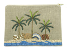 ACCESSORIES Large Beaded Triple Palm Shell Linen Pouch Benaras by Citrus