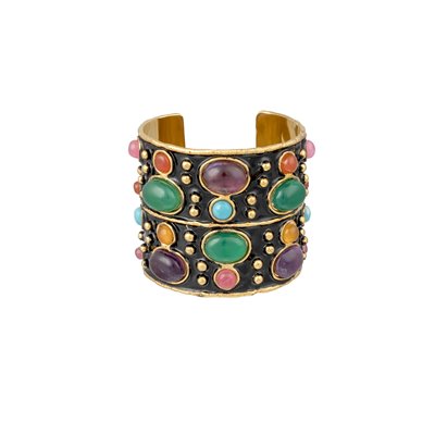 Bracelets Sylvia Toledano Byzance Cuff in Black with Stones Sylvia Toledano