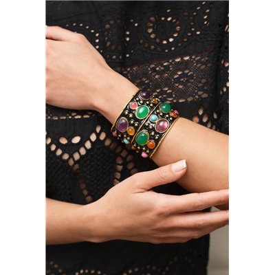 Bracelets Sylvia Toledano Byzance Cuff in Black with Stones Sylvia Toledano