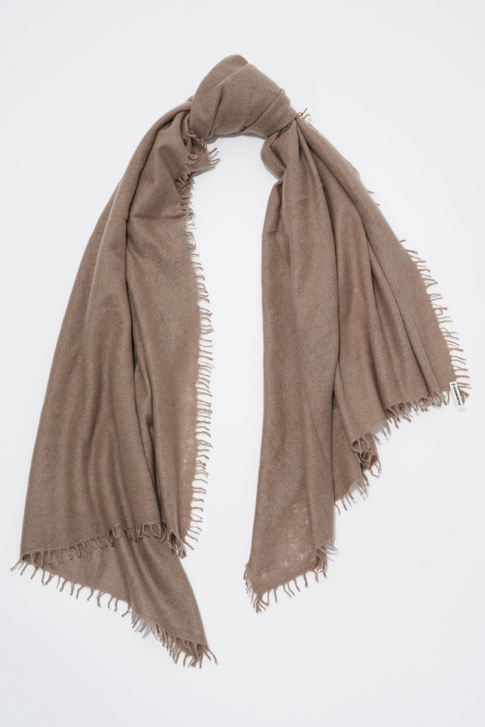 Scarves Organic by John Patrick  Felted Cashmere Stole in Dark Beige Organic by John Patrick