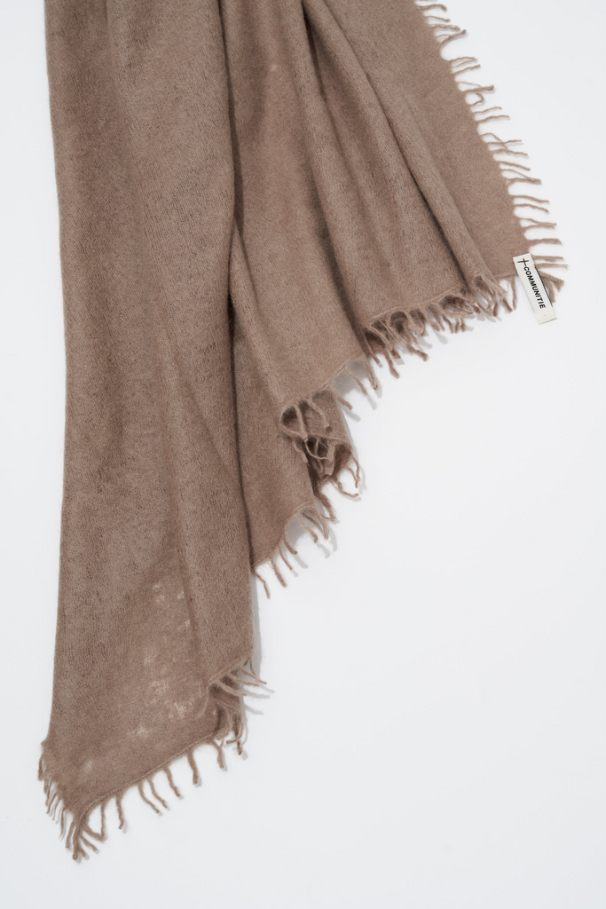 Scarves Organic by John Patrick  Felted Cashmere Stole in Dark Beige Organic by John Patrick