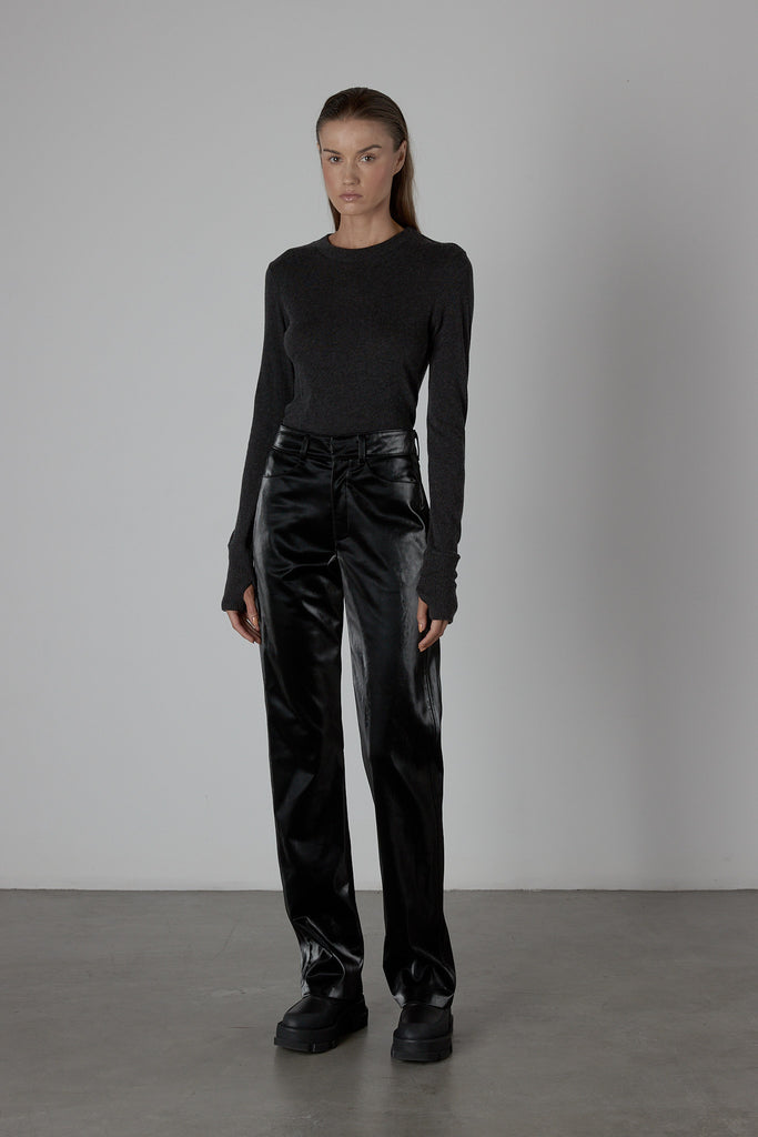 Tops Enza Costa Cashmere Crew in Charcoal Enza Costa