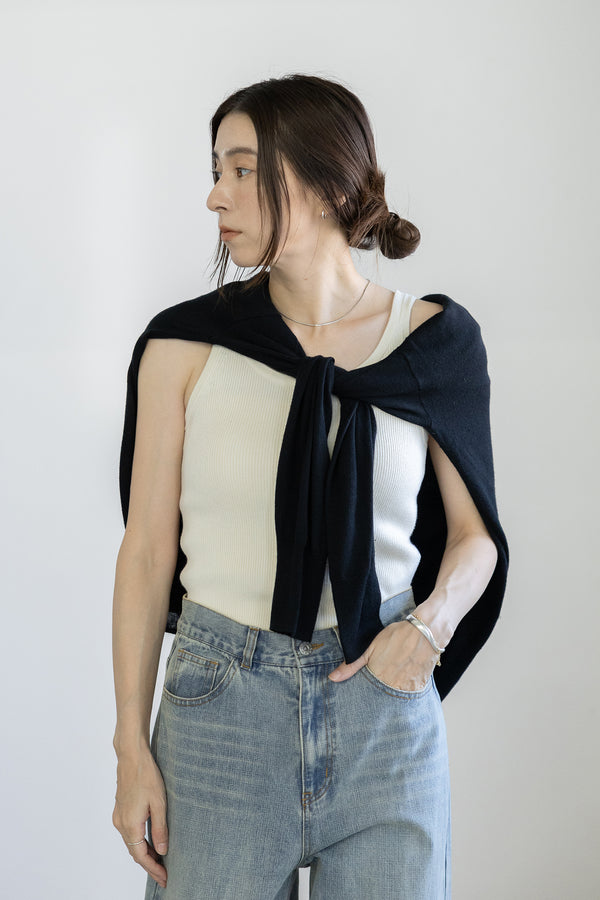 SWEATERS V-Neck Cardigan in Black CT Plage