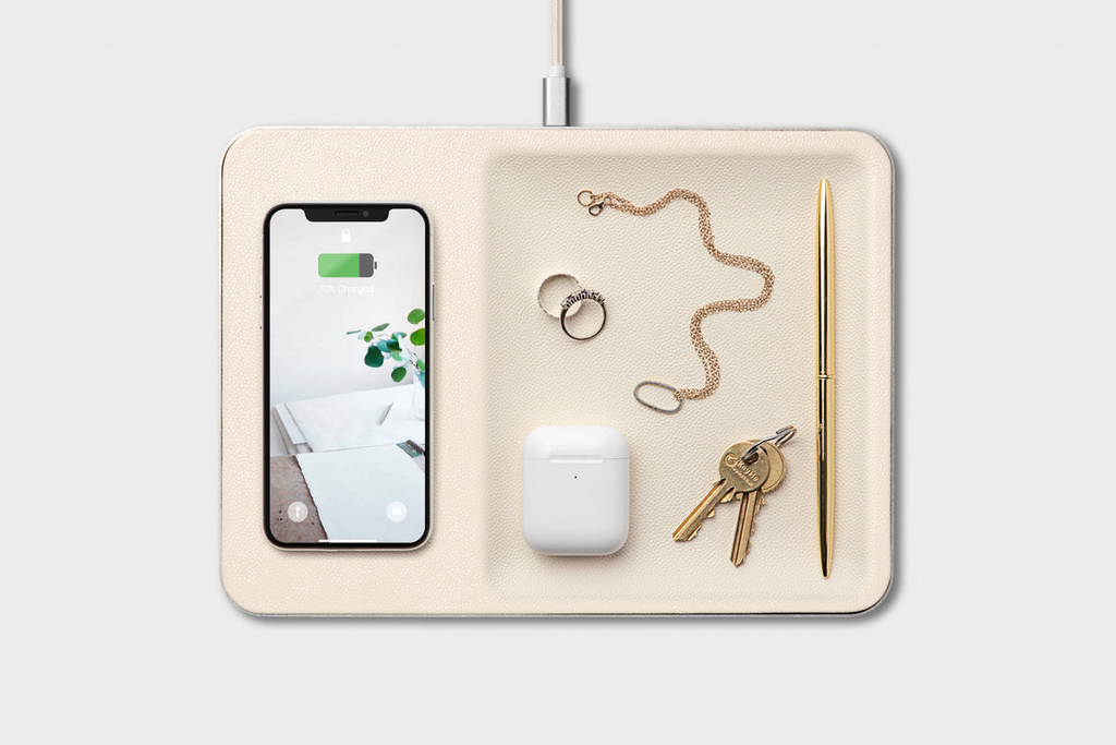 Tech Courant Wireless Charging Tray in Bone Courant