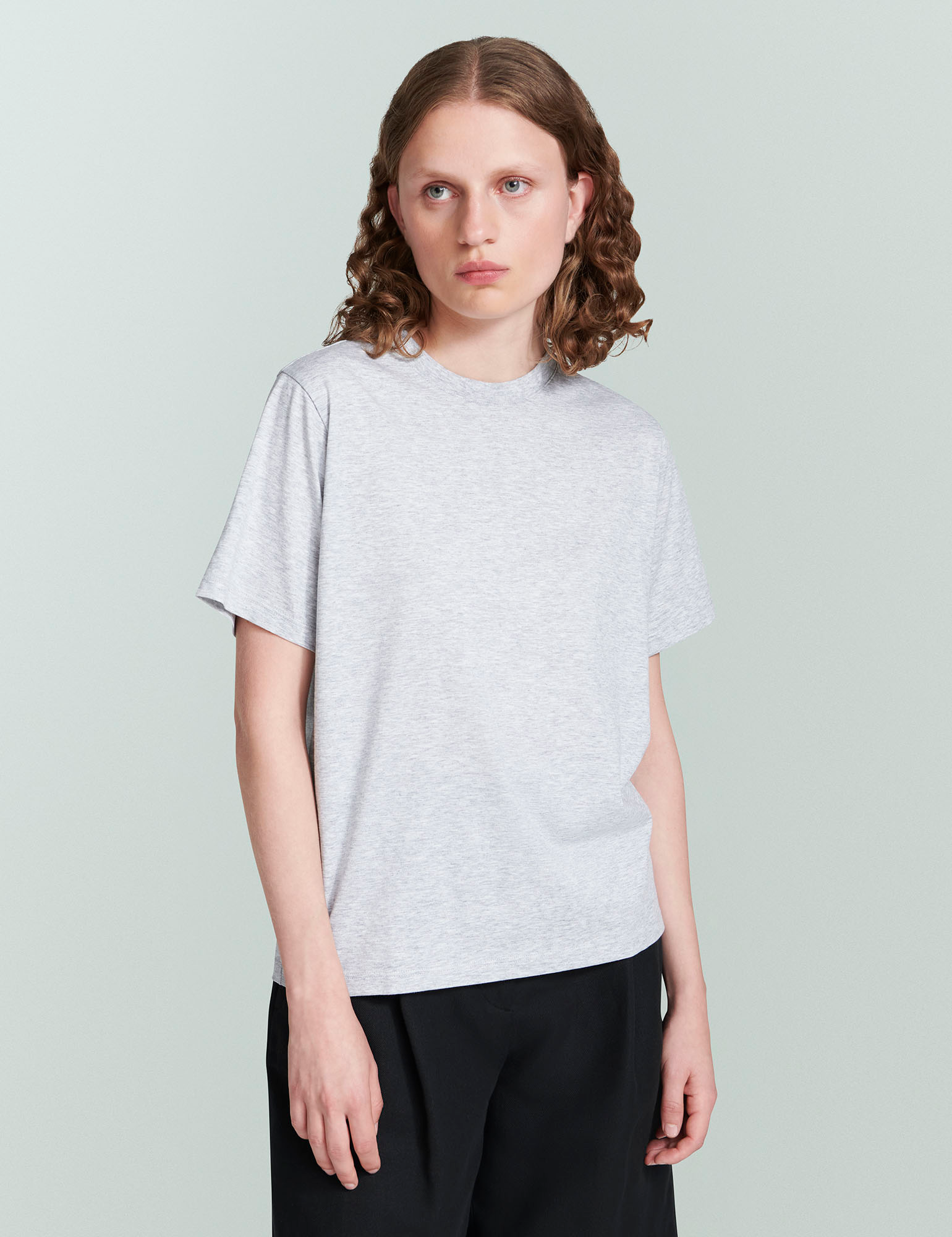 BLOUSES/SHIRTS/TOPS Classic Jersey T-Shirt in Grey Melange Handvaerk