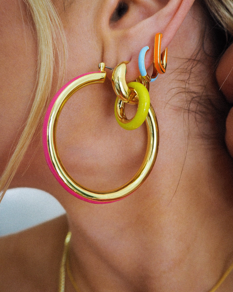 Earrings Luv Aj Chain Link Neon Huggies Luv Aj