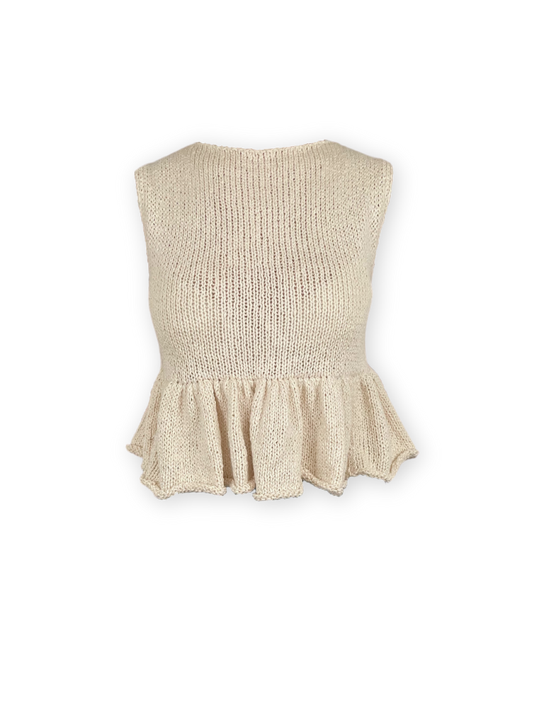 SWEATERS Cotton Sweater in Cream Louiza Babouryan