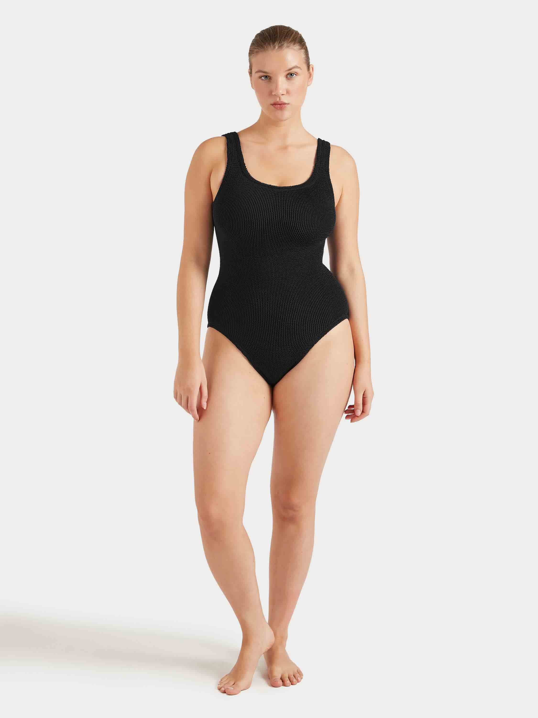 Coverage Square Neck Swimsuit in Black – Serafina