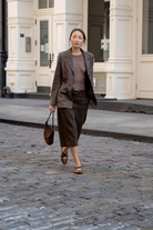HANDBAGS Juliette Shoulder Bag in Chocolate Suede Lemiz