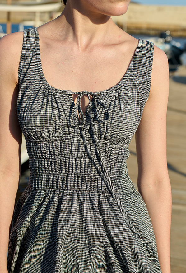 DRESSES/JUMPSUITS Gianluca Checker Dress in Black Ciao Lucia