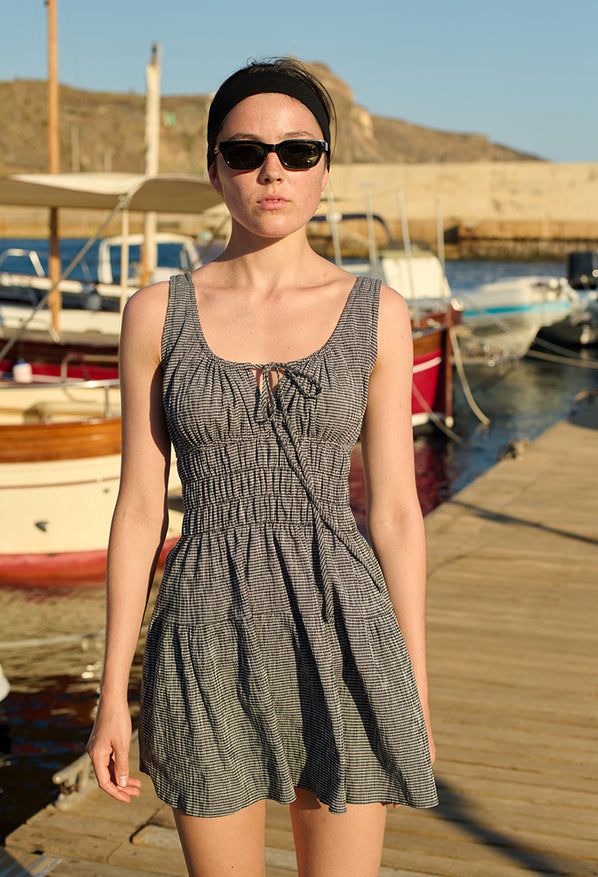 DRESSES/JUMPSUITS Gianluca Checker Dress in Black Ciao Lucia