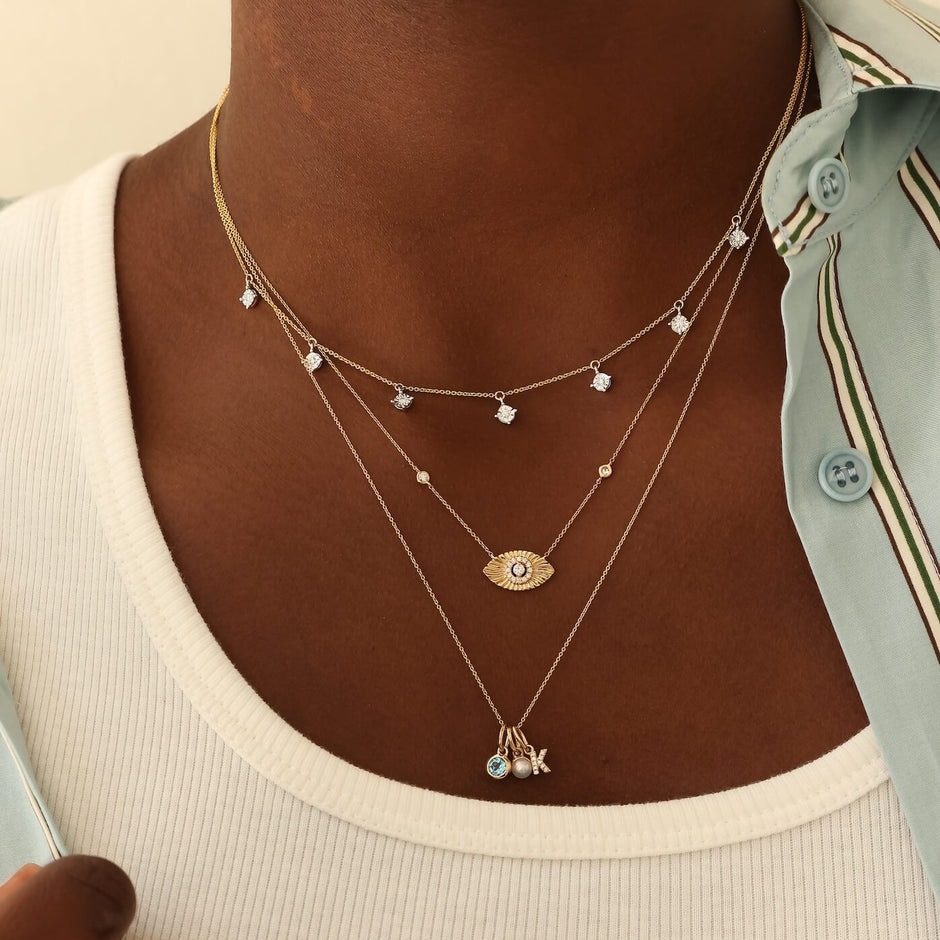 JEWELRY Ava Bea Station Necklace in Yellow Gold Dana Rebecca