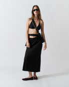 SKIRTS Detailed Wrap Skirt in Black Claudent
