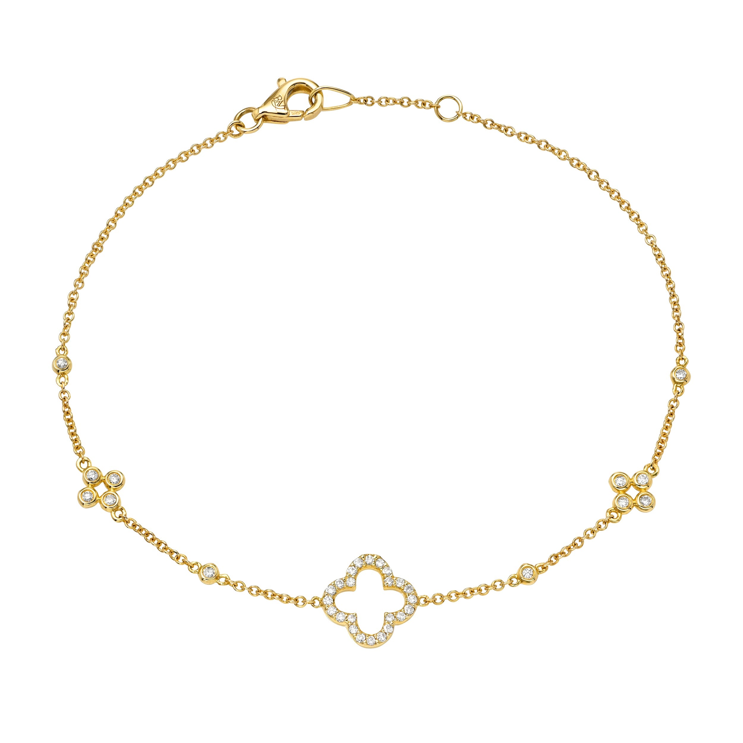 JEWELRY Diamond Clover Bracelet in Yellow Gold Riberra