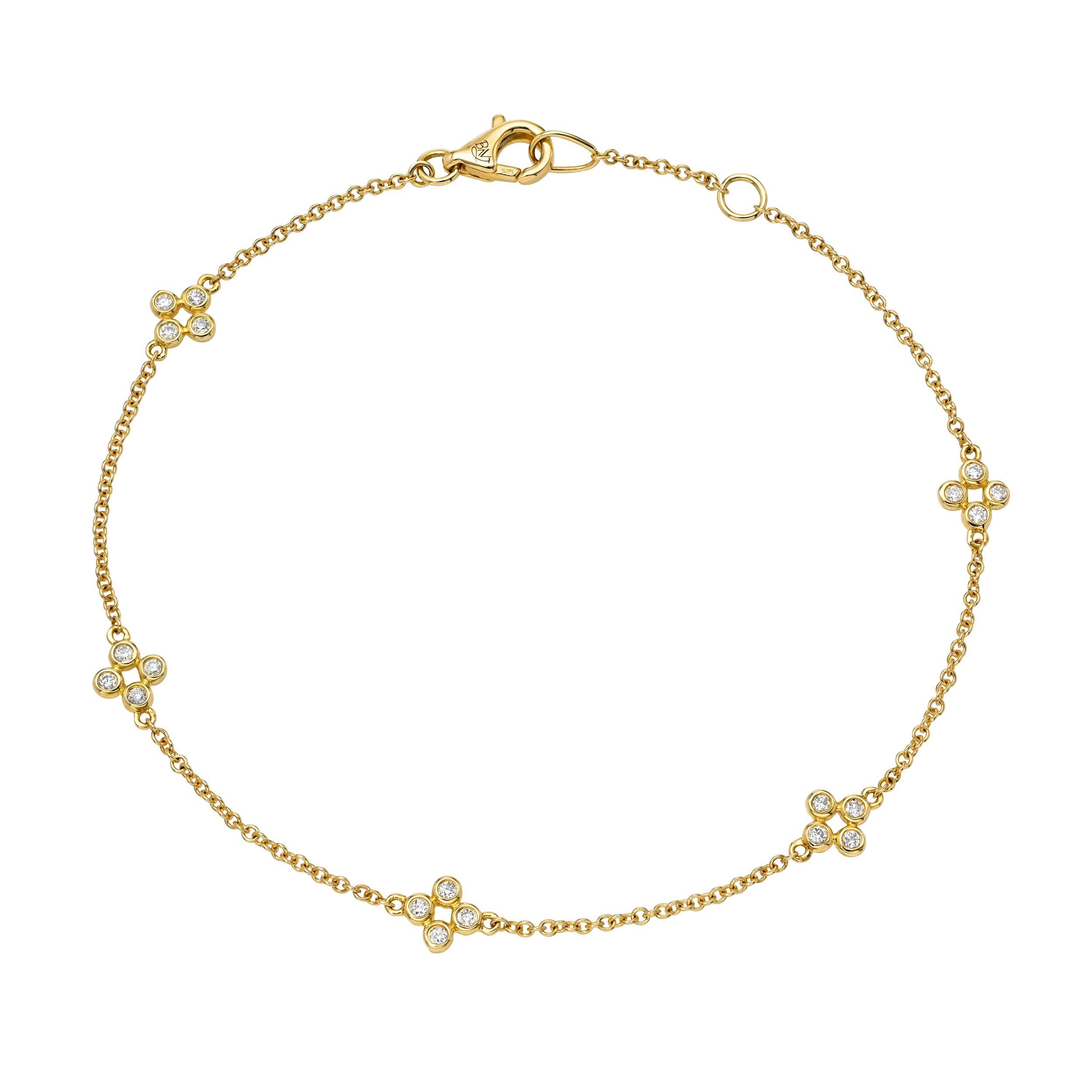 JEWELRY Diamond Cluster Bracelet in Yellow Gold Riberra